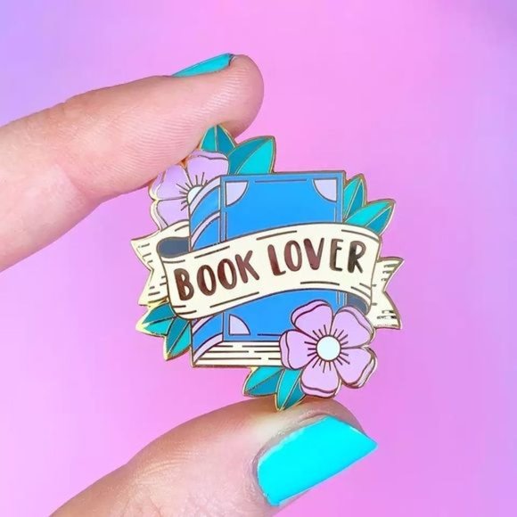 *50% OFF! Book Lover enamel pin flair books flowers cottage core floral pins - Picture 2 of 3